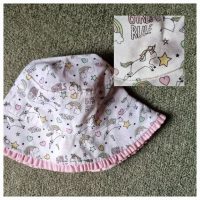 Girls Sun hat 50cm – unicorn theme pattern – excellent condition